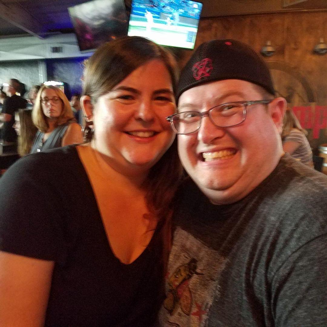 We met through friends, we worked together at Wild Fire Harley-Davidson, we started living together, and then we fell for each other. Not a storybook love tale but it is ours!