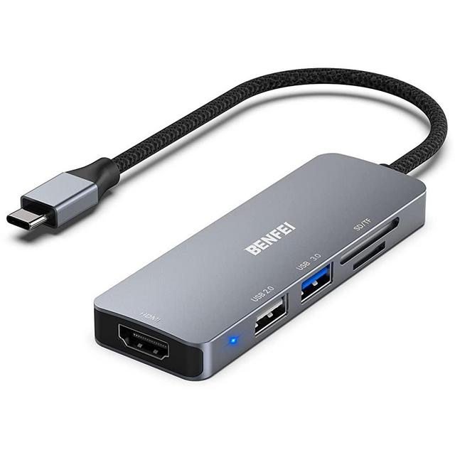 USB C to HDMI, Benfei USB Type-C Hub, 2 Port USB-C to USB, USB C to SD/TF Card Compatible with MacBook Pro 2022/2021/2019, Samsung Galaxy S9/S8, Surface Book 2, Dell XPS 13/15, Pixelbook and More
