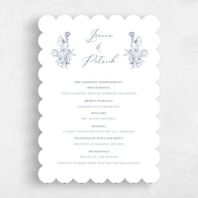 White Scalloped Wedding Program - Abelli