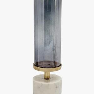 D5x16" Gray Luster Glass Hurricane with Marble Base