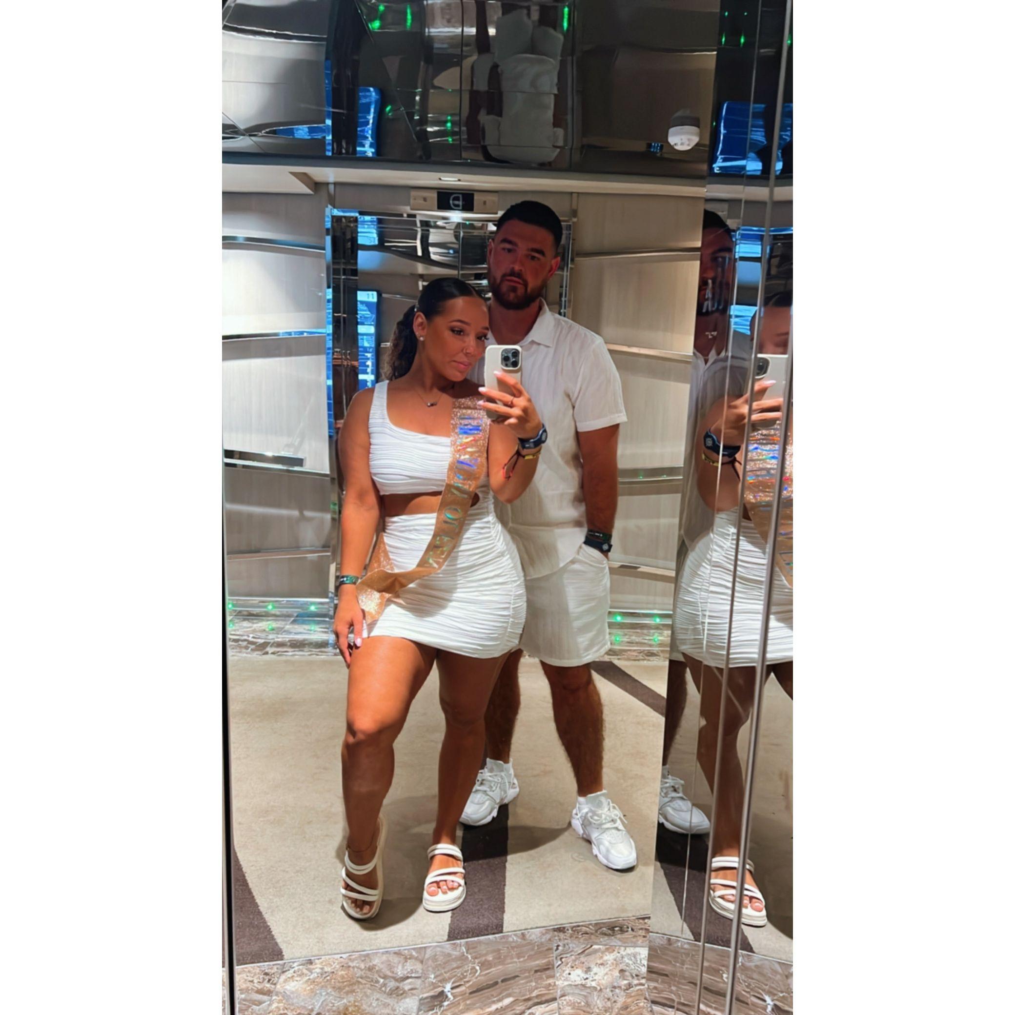 Brandon surprised Aniqua with a cruise for her birthday. It was their first cruise together.