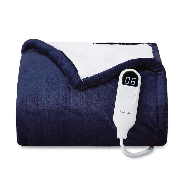 Bedsure Heated Blanket Electric Throw - Soft Flannel Electric Blanket, Heated Throw with 4 Time Settings & 6 Heat Settings, Warm Gift for Grandma (50x60 inches, Pageant Blue)