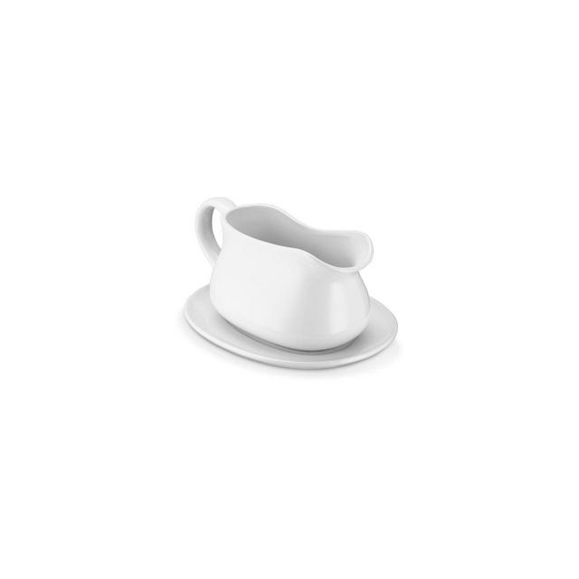 Kook Gravy Boat and Saucer, Ceramic, White, 17 oz