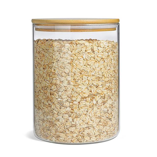 ComSaf Glass Jar with Airtight Lid (101FL OZ/3 Liter), Large Glass Food Storage Container with Bamboo Lid, Clear Glass Food Canister for Kithen Storage, Wide Mouth Easy Access