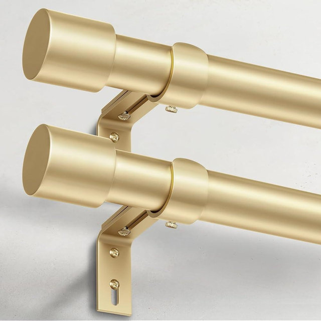 IFELS 2 Pack Heavy Duty Curtain Rods for Windows 28 to 48 Inch, 1 Inch Gold Curtain Rods Set of 2 Pack for Outdoor Patio, Farmhouse, Bedroom, Adjustable Easy Install Curtain Rods (Gold,30"-60"-2Pack)