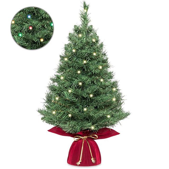 Best Choice Products 26in Pre-Lit Tabletop Artificial Fir Christmas Tree w/ 35 Color Changing LED Lights, 5 Functions
