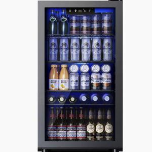Simzlife 17.3'' W 130 Cans (12oz.) 3.2 Cubic Feet Freestanding Beverage Refrigerator with Glass Door