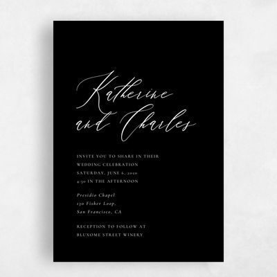 Black Wedding Invitation - Violin Stroke