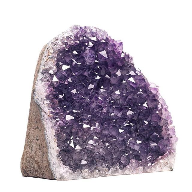 SAMSARI Natural Amethyst Cluster (2 lbs to 3 lbs) Purple Quartz Crystal Geode - Plus: 1 Chakra Stones Bracelet