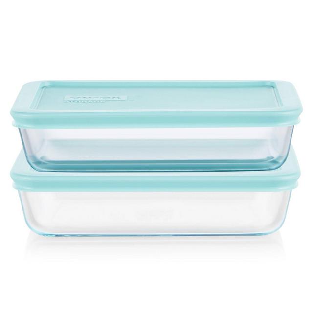 Pyrex 4pc 3 Cup Rectangular Glass Food Storage Value Pack - Mint