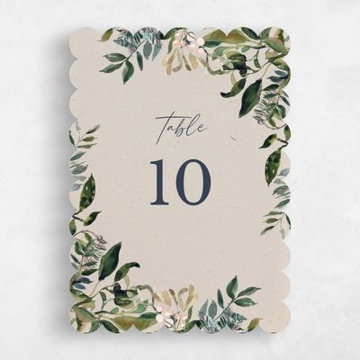 Beige Scalloped Wedding Table Number - Buxton
