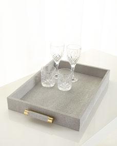 AERIN Classic Dove Faux-Shagreen Serving Tray