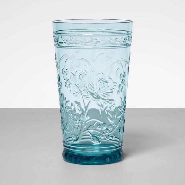 22oz Plastic Floral Embossed Tall Tumbler Blue - Opalhouse™