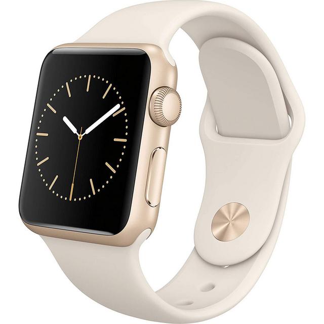 Apple Watch Series 1 Smartwatch 42mm Gold Aluminum Case, White Sport Band (Renewed)