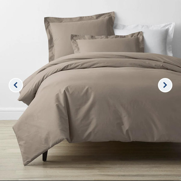 Classic Cool Cotton Percale Bed Duvet Cover - Mocha, Cali King/King