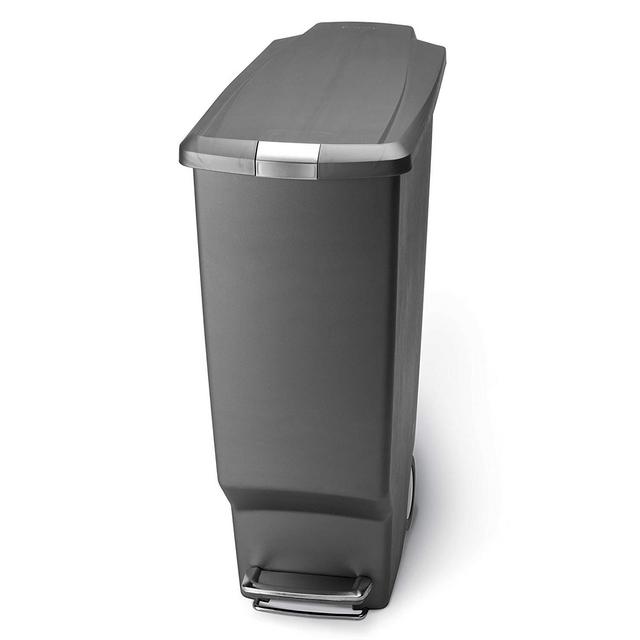 simplehuman 40-Liter Slim Plastic Step Can, Grey