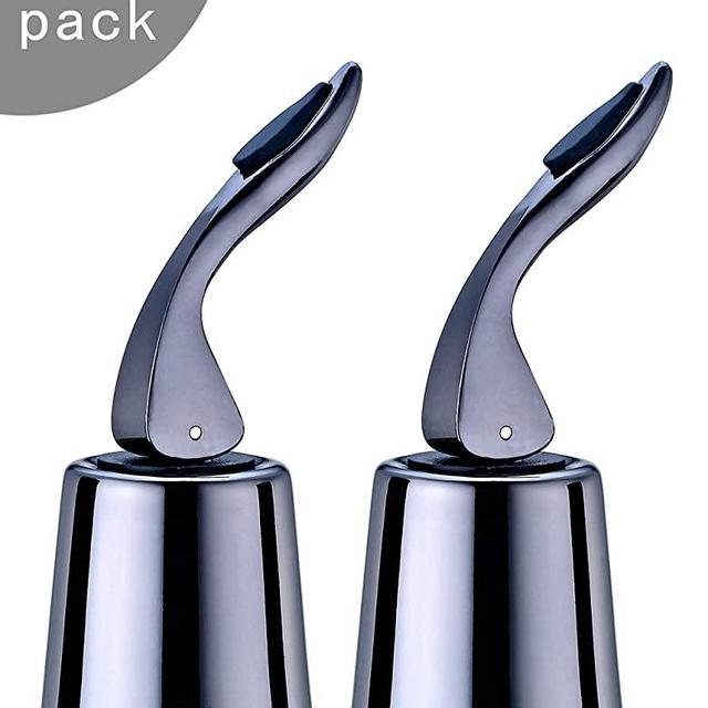 OWO Wine bottle Stopper with Stainless Steel, Wine Preserver, Decorative Wine Saver Vacuum Plug with Silicone, Expanding Beverage Bottle Stopper, Reusable Wine Cork Keeps Wine Fresh (Metal Black)