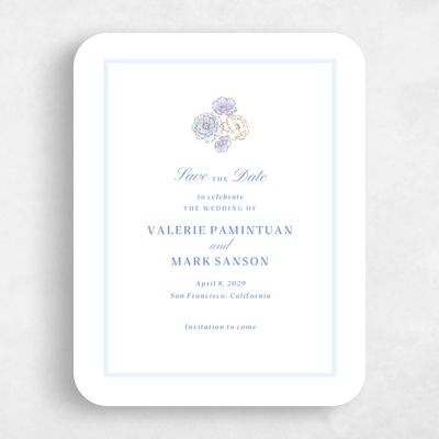 Blue Rounded Wedding Save the Date - Colombe Portrait