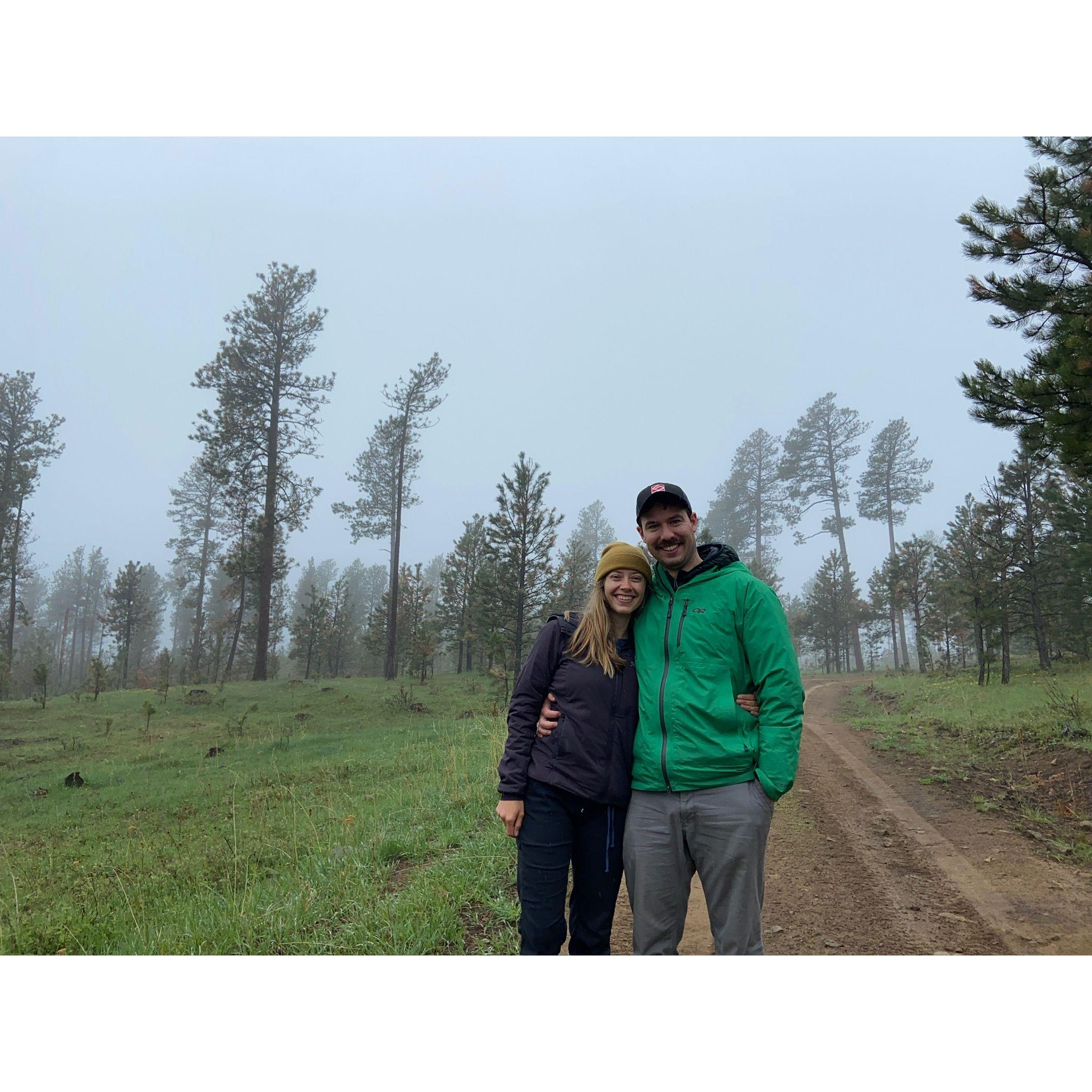 A foggy, wet morning after breaking down camp.