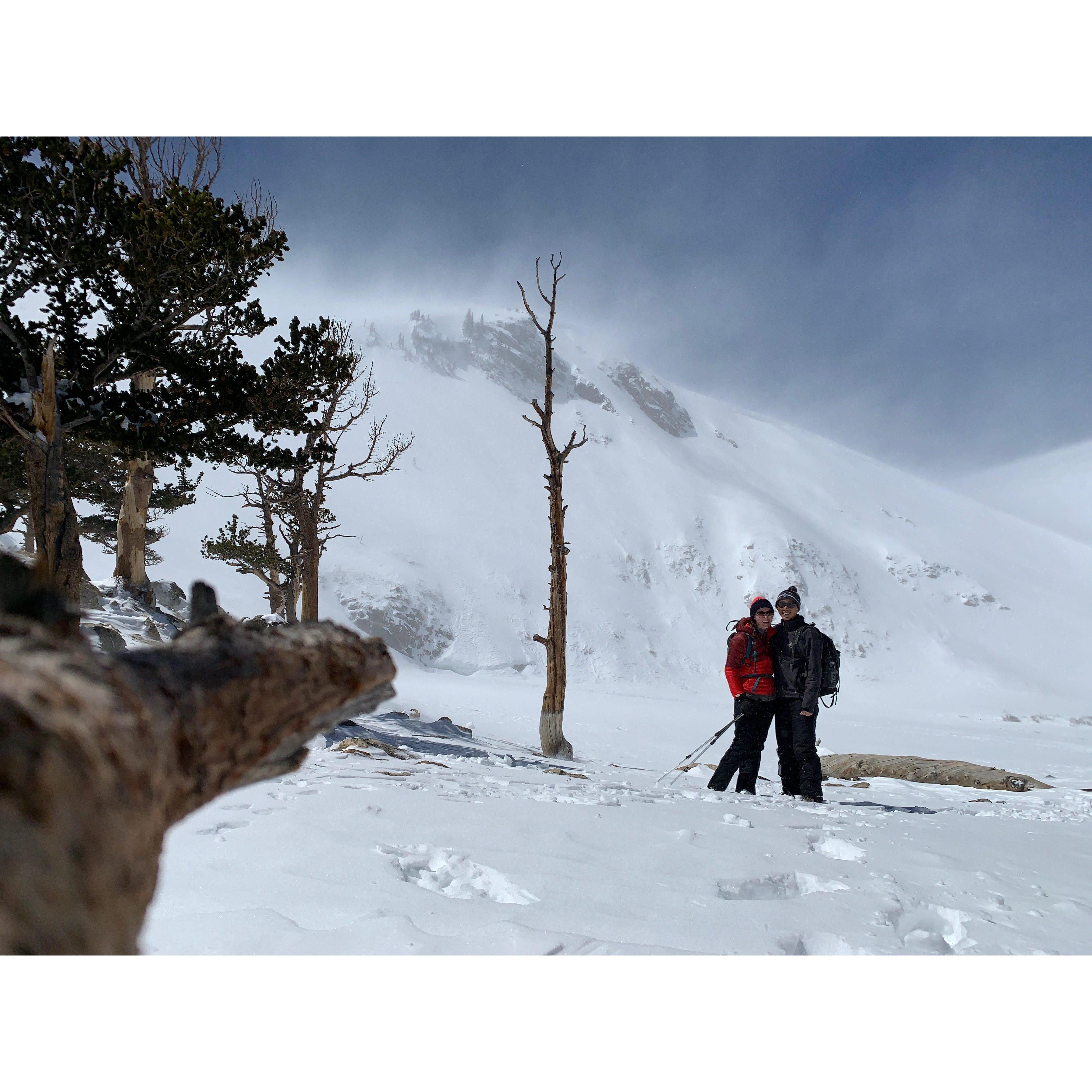 Hiking St. Mary's Glacier. Short hike, but it had just snowed over a foot, the wind was crazy, it was freezing, and Emily's trekking poles broke. But the views were worth it!