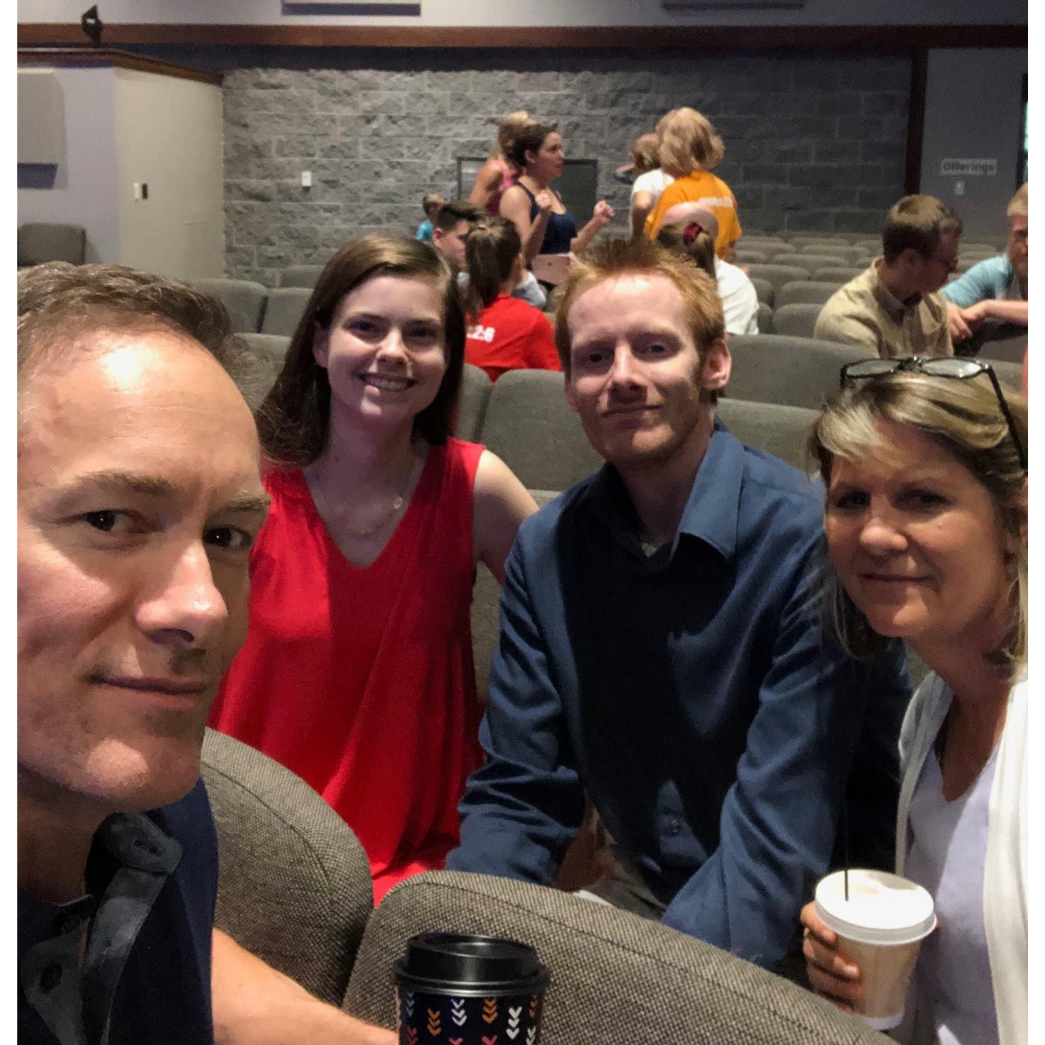 Random time at church with Tedd's Aunt Leeanne and Uncle (Trainer) Joe.