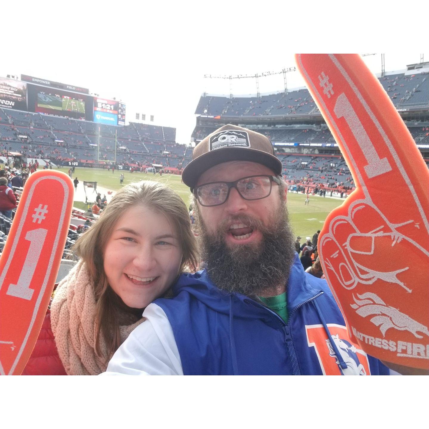 Broncos game! We go every year for Matt's birthday. December 2022.