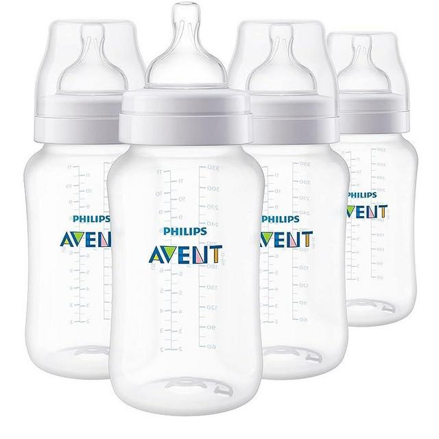 Philips AVENT Anti-Colic Baby Bottles, 11oz, 4pk, Clear, SCY106/04