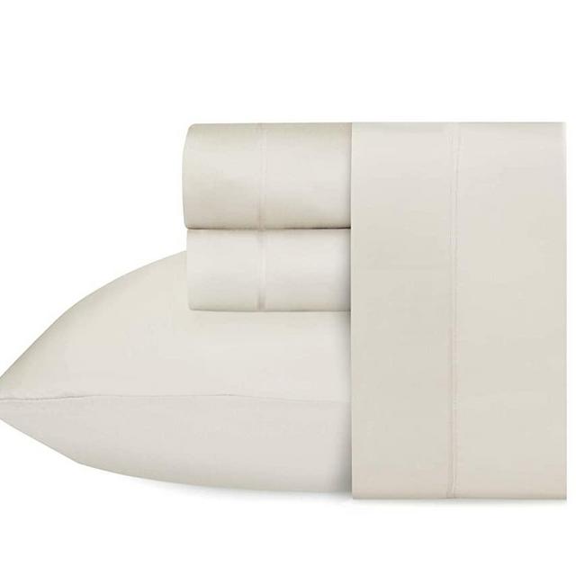 Bed Sheets Set 4 Pieces, 600 TC 100% Egyptian Cotton Bed Sheets, Breathable, Soft & Silky Sateen Weave Fits Mattress Up to 18" Deep Pocket (Ivory, Queen)