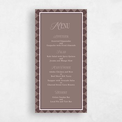 Chocolate, Brown Wedding Menu - Luca