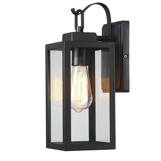 Outdoor Wall Lantern, Exterior Waterproof Wall Sconce Light Fixture, Anti-Rust Black Wall Mount Lighting with Clear Glass Shade, E26 Socket Porch Lights for Outside, Front Back House, Garage, Entryway