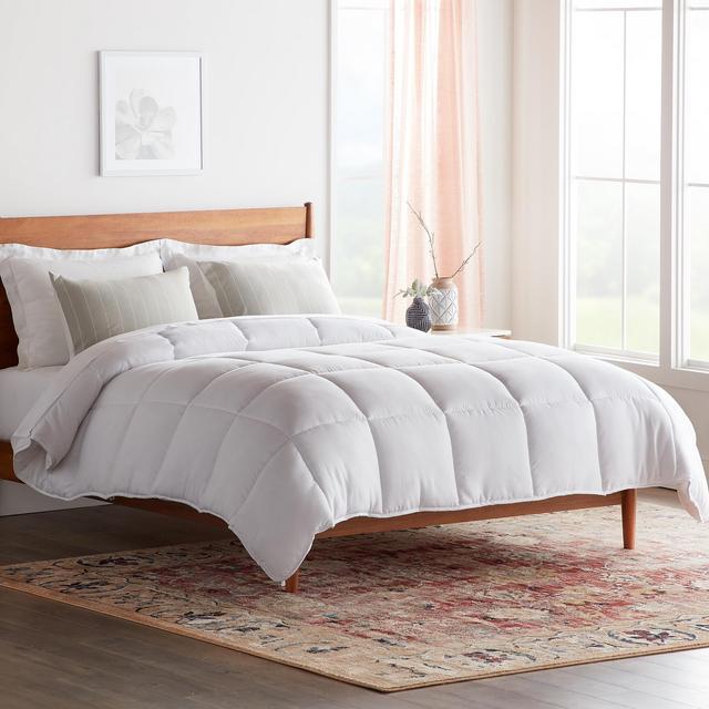 Rest Haven Hypoallergenic Down Alternative Microfiber Comforter, White/White, Oversized King