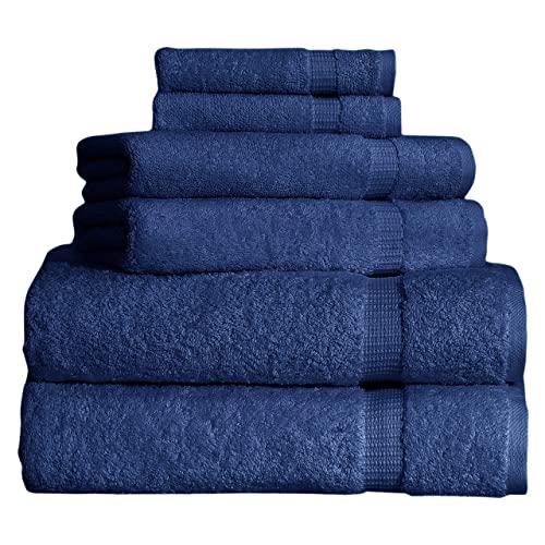SALBAKOS Cambridge Ultra Luxury Hotel Collection & Spa Bath Towels Turkish Cotton Bath Towels Made in Turkey 700gsm Eco-Friendly Bulk Save (6 Piece Set, Navy)
