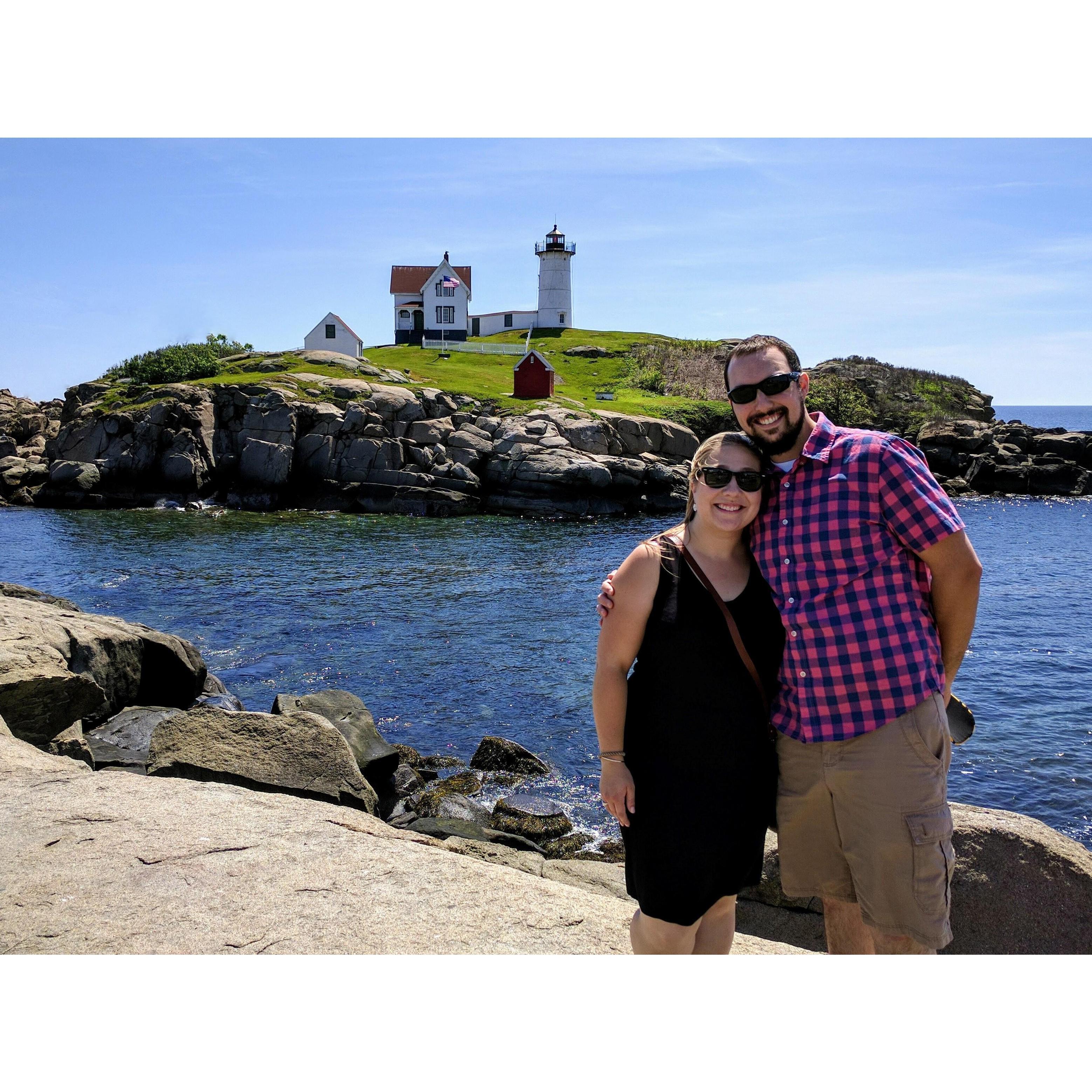 Our first trip to Nubble Lighthouse, where we later got engaged!