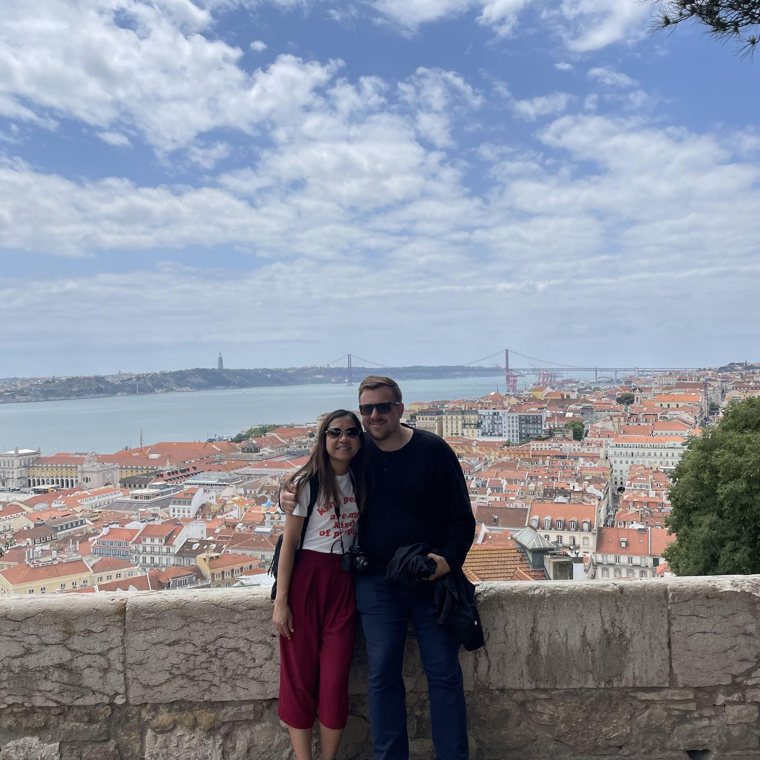 On our first trip abroad together. Barcelona, Canary Islands and this photo was taken in our last stop in Lisbon.