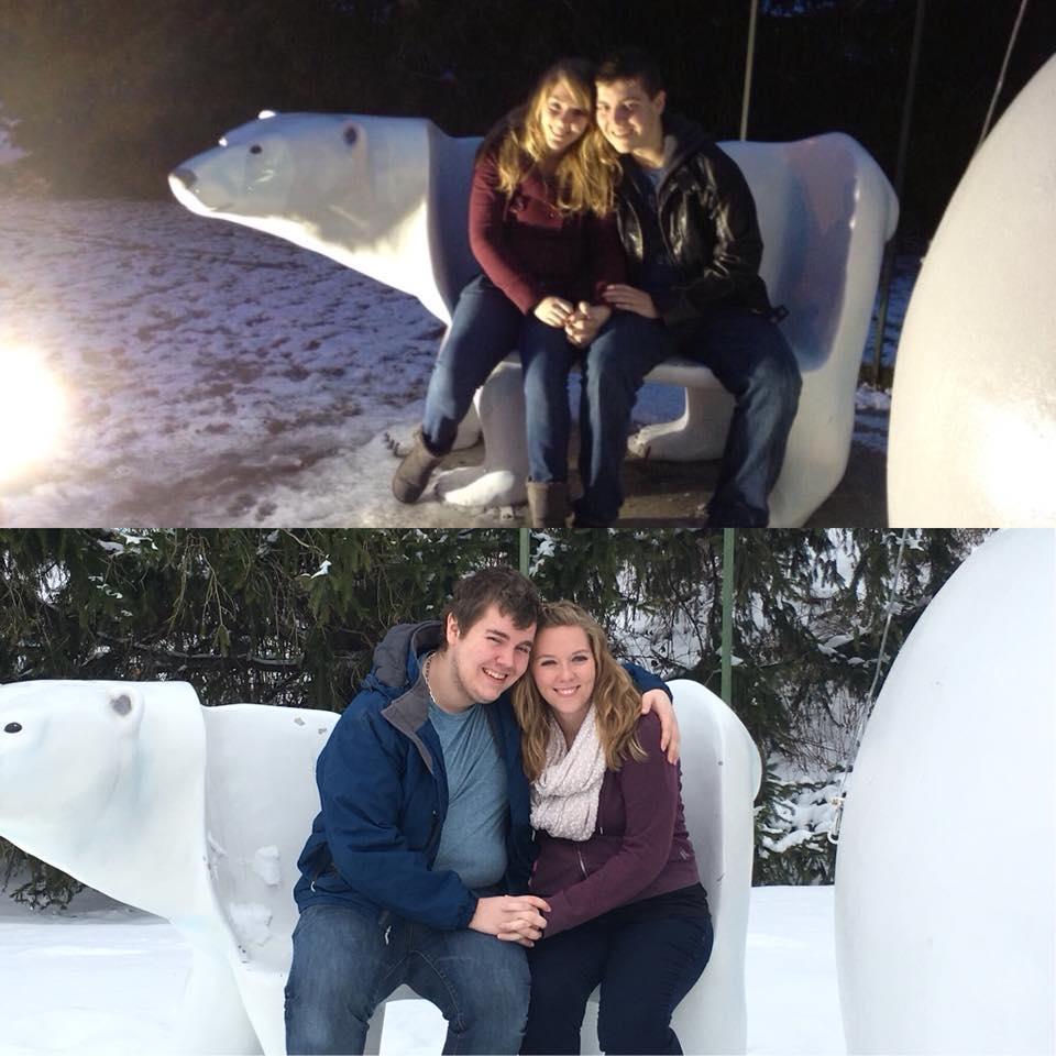 Our favorite bench at Bronners in Frankenmuth MI