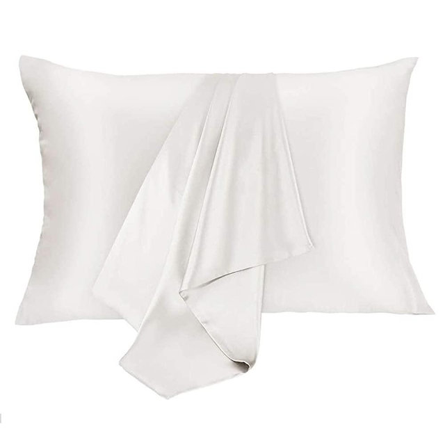 JOGJUE Silk Pillowcase for Hair and Skin 2 Pack 100% Mulberry Silk Bed Pillowcase Hypoallergenic Soft Breathable Both Sides Silk Pillow Case with Hidden Zipper, Standard Size Pillow Cases (White)