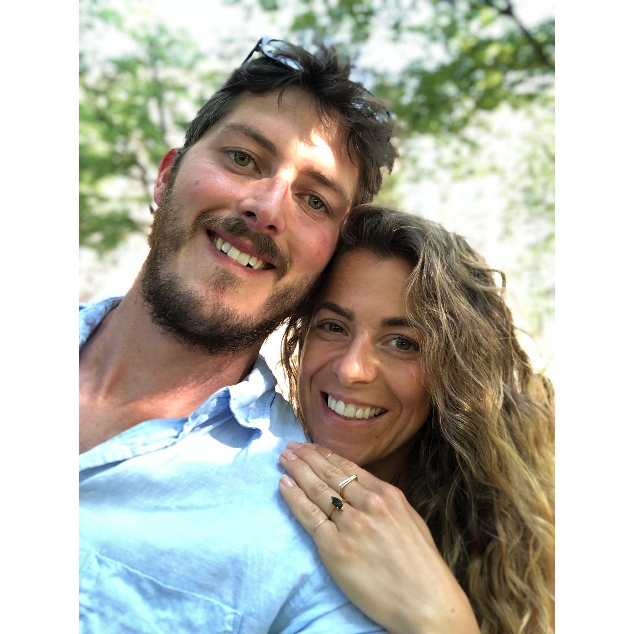 2019 - Sean proposed on the bench in front of our first apartment together