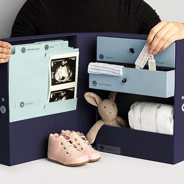 Savor | The Vault Baby Keepsake Box | Something Blue | Memory Box, Gift for Newborn, Baby, First Birthday | Acid BPA Free & Built to Last