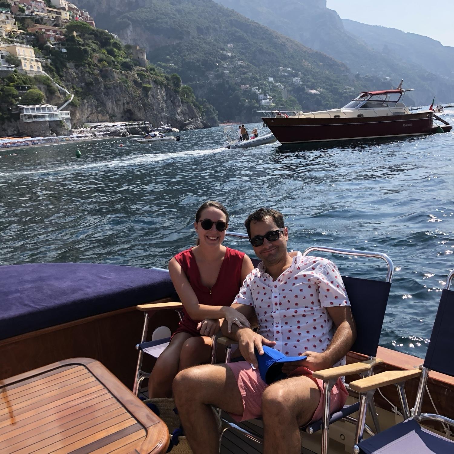 Hillary loved this boat ride almost as much as Danny loves his watermelon shirt.