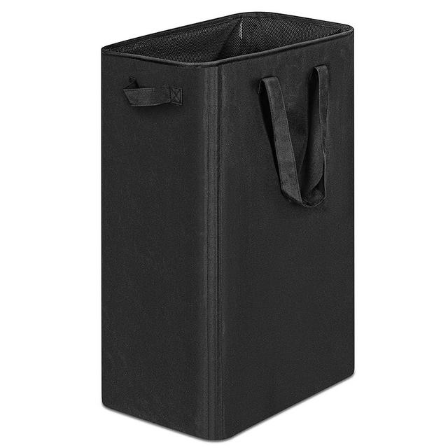 efluky Slim Laundry Basket, Narrow Laundry Hamper with Handles, Collapsible Dirty Clothes Hamper, Tall Laundry Bin for Laundry Room, Dorm and Bedroom, 19.8 Gallon(75L) Black