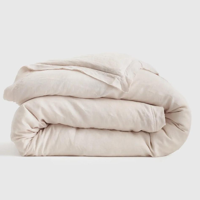 King European Linen Double Flange Duvet Cover in Sand