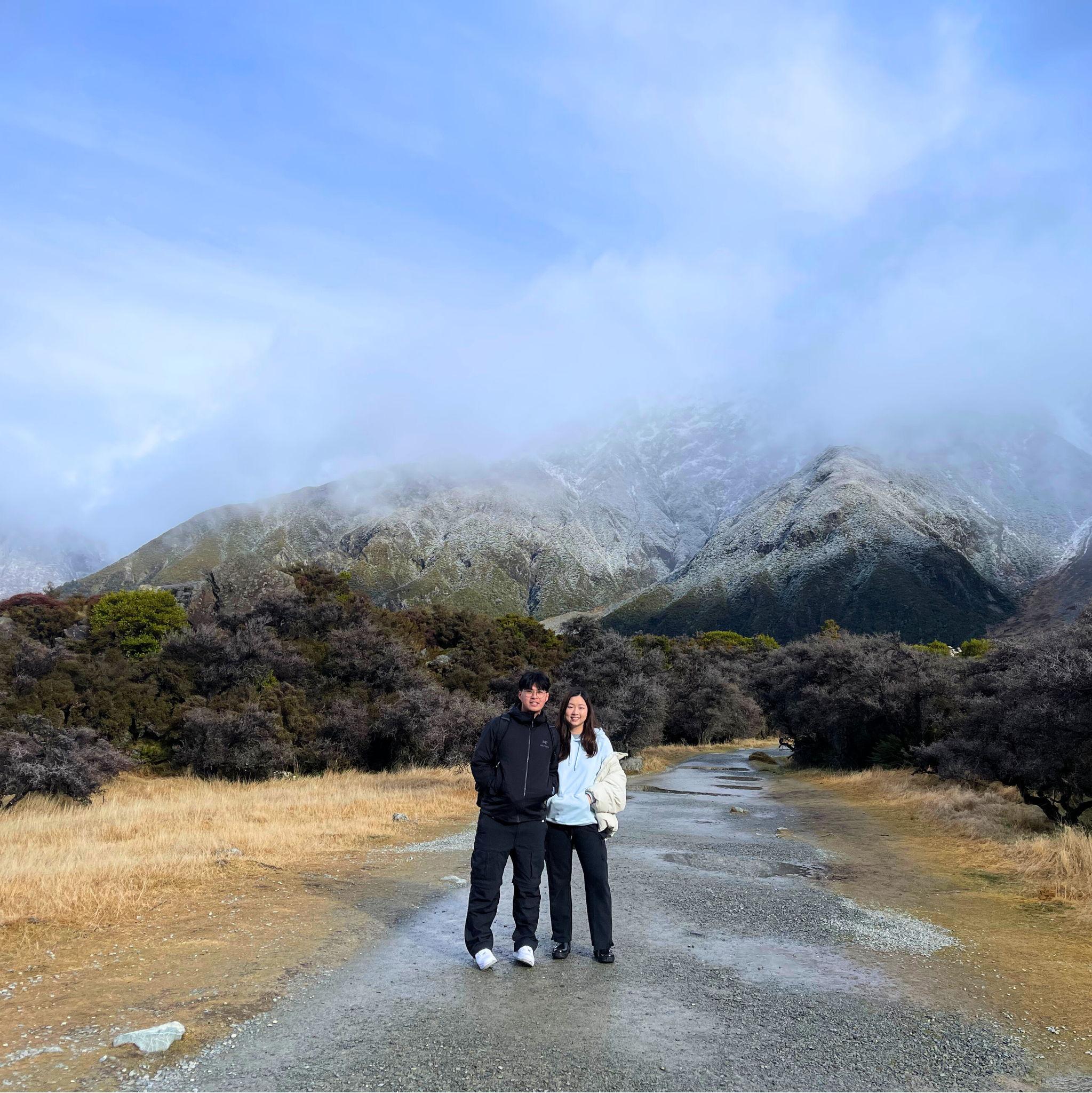 The only photo of us together at the start of the Hooker Valley Track in NZ before Josh ditched Chloe for the rest of the hike.