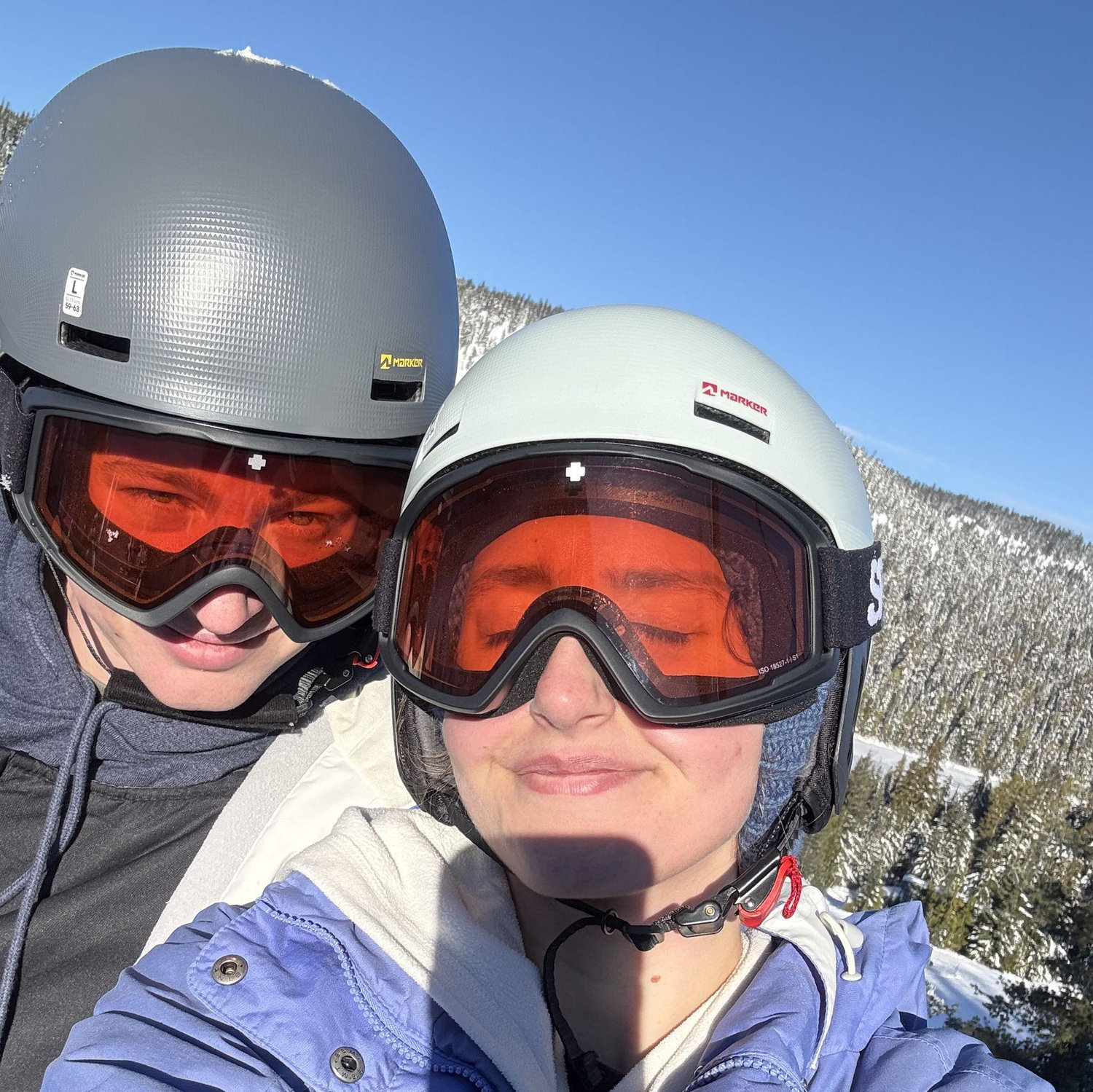 Snowboarding again but a year later as a couple!