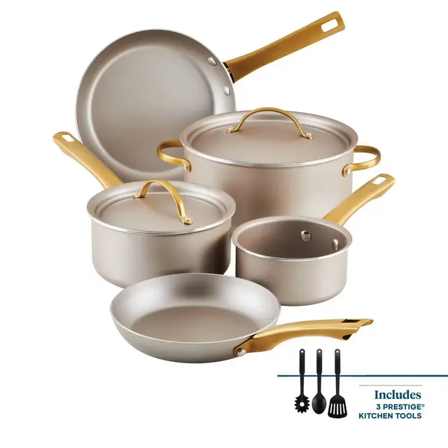 Farberware Radiant 10pc Nonstick Cookware Set: Stainless Steel Lids & Handles, Dishwasher-Safe, Gas & Electric Compatible