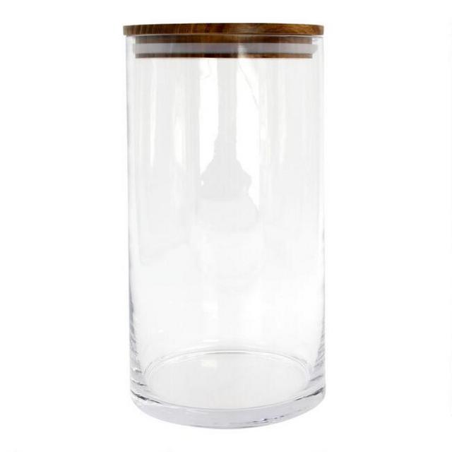 Large Glass Storage Canister with Acacia Wood Lid