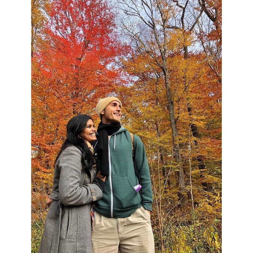 Both of their first time experiencing true fall colors in November 2018 in Ann Arbor, Michigan. They fell in love with the season here and are so excited for a fall wedding!