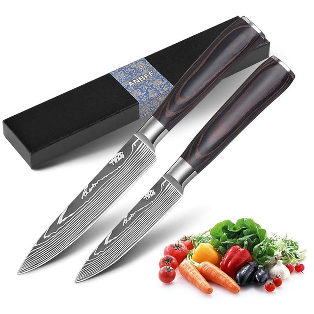 ANBFF Paring Knife Set, 3.5'' Fruit Knife and 5'' Utility Knife, Sharp High Carbon Stainless Steel Small Kitchen Knives, Forged Peeling and Vegetable Cutting Knives with Gift Box