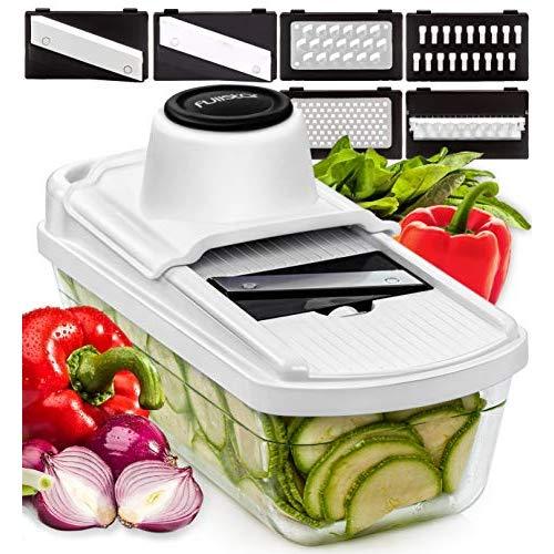 Mandoline Slicer Vegetable Slicer Mandoline - Potato Slicer Food Slicer Veggie Slicer Cutter Slicers for Fruits and Vegetables - Fruit Slicer Onion Slicer Julienne Slicer with Glass Container