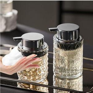 Foaming Soap Dispenser 2 Pack Hand Soap Dispenser Soap Dispenser for Bathroom Kitchen CICUFY Liquid Soap Dispenser Glass Soap Dispenser with Pump(Diamond Pattern-Clear)