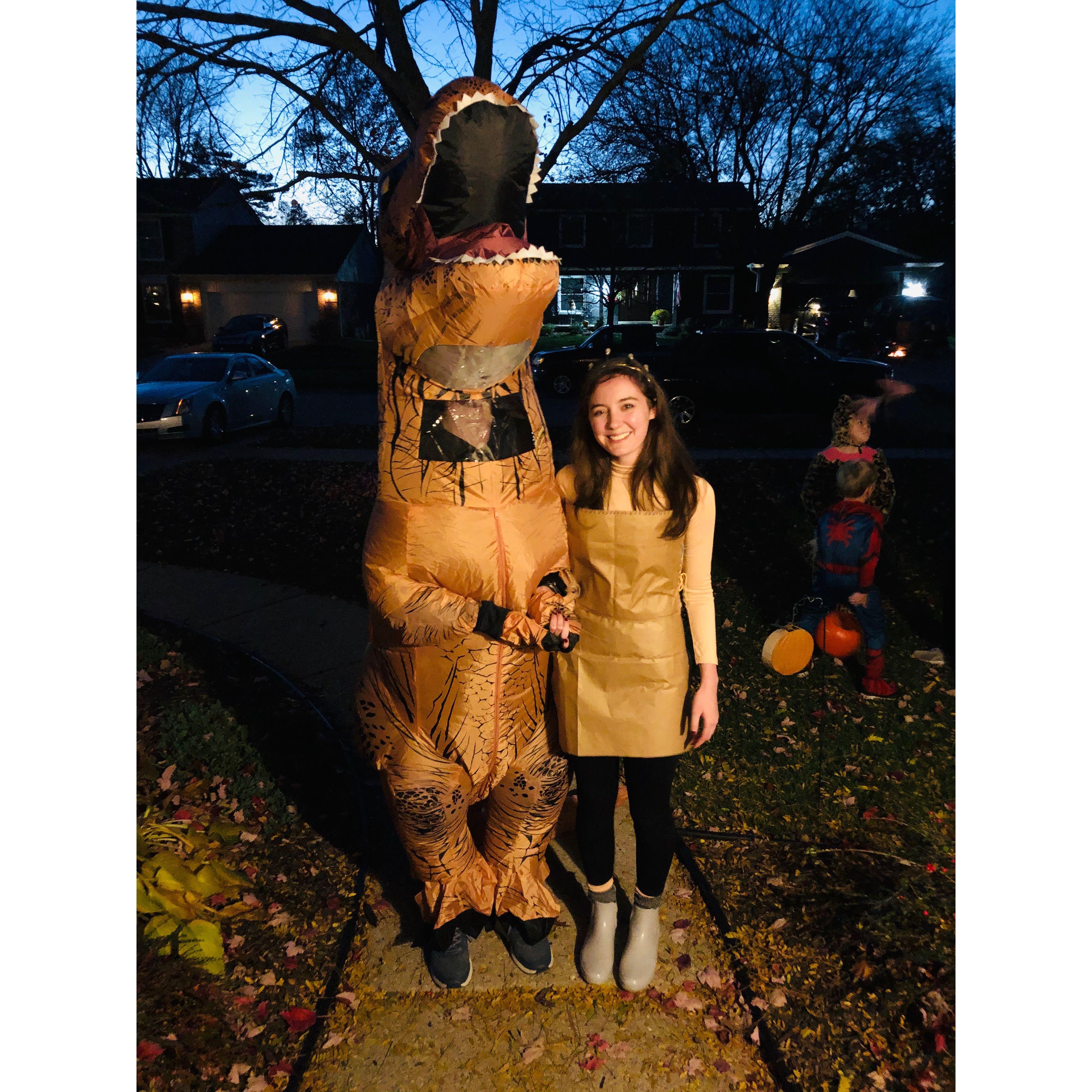 Halloween 2020. Luke IS inside the T-rex costume, we promise.